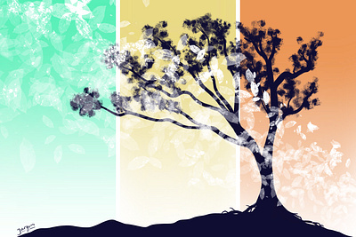 Autumn is around the corner autumn design illustration leaves procreate tree