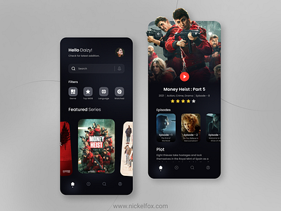 Movie Streaming App - Money Heist Part-5 app app design appdesign concept dailyui design film gfxmob graphic design money heist movie movie app streaming tokyo typography ui userexperience userinterface ux webseries