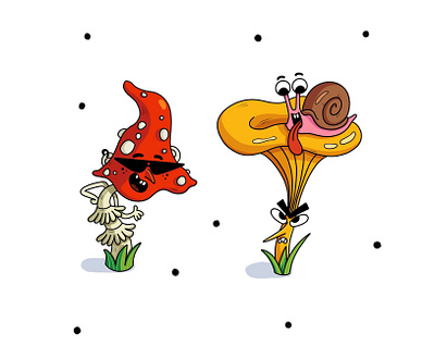 Funny mushrooms art character doodle funny illustrate illustration