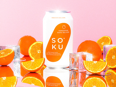 Soku Orange 3d alcohol beer beverage c4d cinema4d cocktail design ice illustration maxon orange packaging pink product render retro spirits visualization