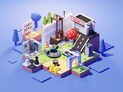 TV World 3d blender diorama illustration isometric lowpoly netflix render tv tv show