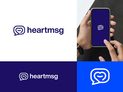 heartmsg logo | Message App Logo app branding branding identity conversation flat graphic design heart icon heart logo information logo logo design love icon love logos message app message icon message logo minimalist smile typing web