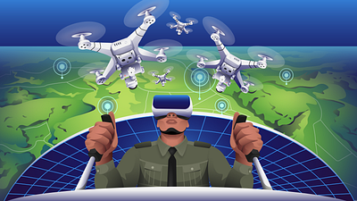 VR Technology - Drone Surveillance character drone future tech futuristic icon iconscout illustration illustration pack surveillance vector virtual reality vr technology