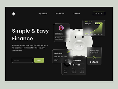 Simple And Easy Finance Landing Page 3d best dribbble shot best landing page branding finance fintech graphic design illustraion illustration landing page money most liked shot payments ui uidesign uiux uiux design web development web page website