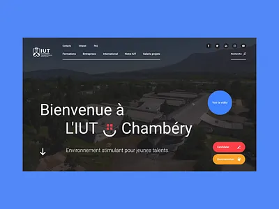 IUT Chambéry #3 🏔 - Freeze transition / Button interaction animation art direction artdirection blue branding concept construction education french interaction interface layouts motion design motion graphics school transition type typography ui ui design
