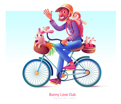 Sam , the Bunny Guy art bike bunny cartoon character design creative digital drawing illustraion trending vector