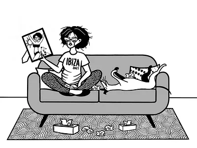 Post-Holiday Depression black and white cartoon comic illustration post holiday depression