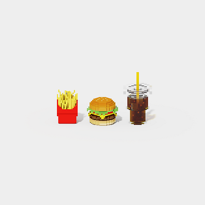 Cheeseburger Combo 3dart burger cheeseburger coke cute drink fast food food french fries fries hamburger lowpoly voxel