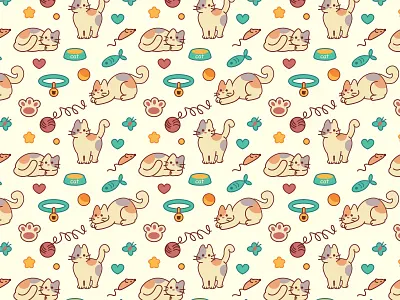 vector seamless pattern animals cat character design illustration pattern seamless vector