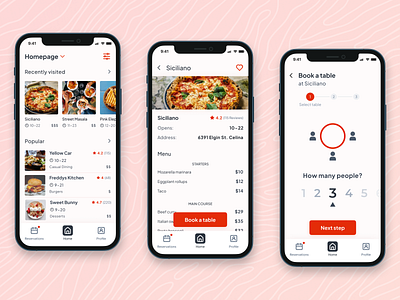 'Book a table' Mobile Application inspiration minimal mobile design ui uiuxdesign ux