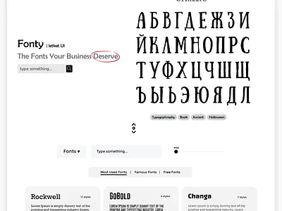 Fonts Website UI Design design graphic design typography ui ux