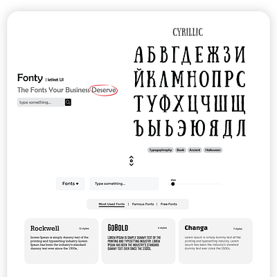Fonts Website UI Design design graphic design typography ui ux