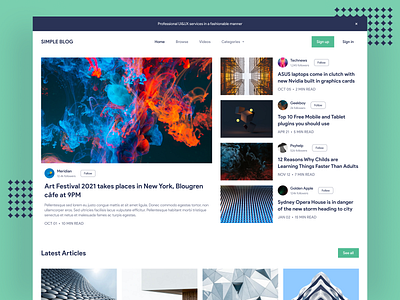 Simple blog concept #2 blog branding concept design desktop green light modern page simple ui ux website