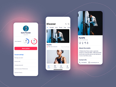 Mobile app for GoClass blue booking boxing class fitness sport sports subscription travel yoga
