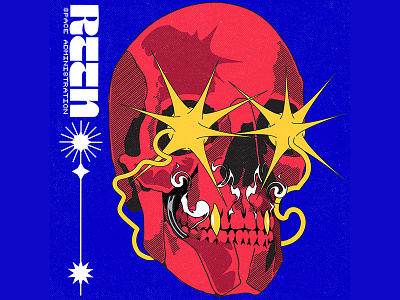 キング aesthetic blue bot cartoon character cyberpunk design graphic design illustration lofi red retro robot skull vapor vaporwave vector