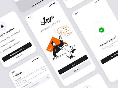 ISI.Start app complexity confirmation design system illustration login mobile notifications onboarding password password strength permission sign in signup ui ux