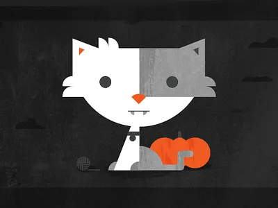 Spoo-kitty cat halloween illustration pumpkin spooky