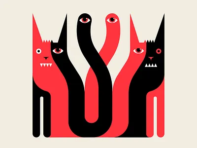 Your Cat Hates You abstractdesign black cat design geometric illustration messymod red vector