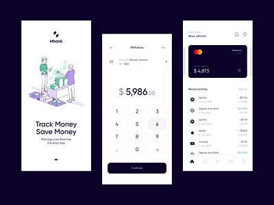 Mbank - Fintech app concept app bank design fintech mobile mobile app mobile design money money transfer transfer ui ux