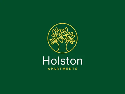 Holston apartments brand branding building corporate gold green icon illustration inspiration leaves logo logotype professional real estate realty symbol tree type typography