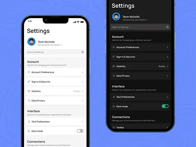Settings Screen (Light/Dark) dailyui design settings settings page ui ux ux design