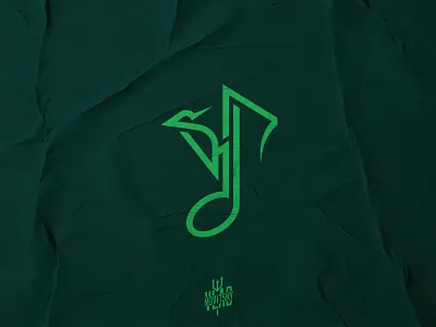 Woodpecker Note Logo bird emblem graphic design green illustration line logo logo for sale logotype modern music note sale simple wood woodpecker