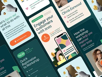 Mobile-friendly landing page for copywriting school colors design graphic design illustration landing page mobile ui uxui web