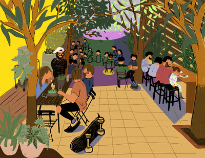 Cafe Garden cafe design doodle graphic design ill illustraor illustration