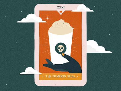 tis' the season 🎃 digital illustration illustration orange psl pumpkin pumpkin spice pumpkin spice latte spooky season tarot card texture