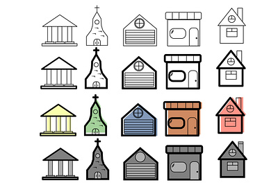 a set of icons with architecture adobe illustrator architecture icons monochrome set set of icons vector vector art