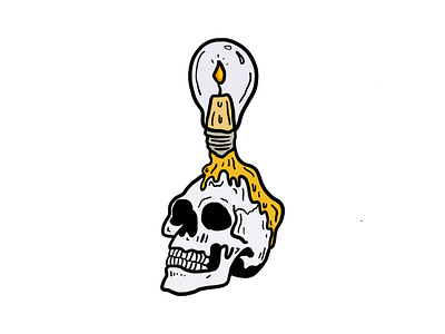 Burning Midnight Oil design graphicdesign idea illustration lightbulb procreate skeleton sketch skull thoughts