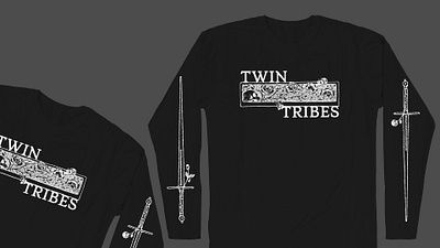 Twin Tribes New UK Shirt band merch black and white design goth band design goth design illustration logo merch design old vector shirt design swords
