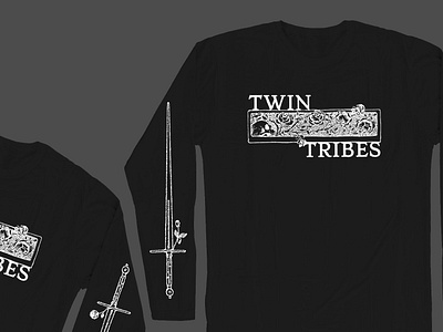Twin Tribes New UK Shirt band merch black and white design goth band design goth design illustration logo merch design old vector shirt design swords