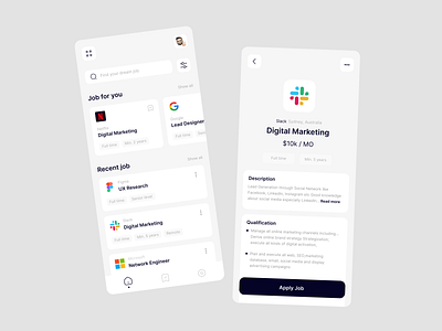 Job Finder App graphic design ui