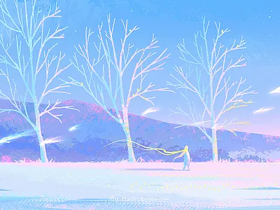 Colorful winter girl illustration purple winter