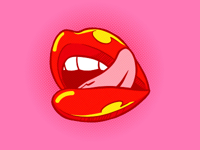 Delicious Pop Art Lips | Cool Retro Sticker cartoon comic cool design graphic design halftone illustration illustrator lick lips mouth object photoshop pop art psd retro sticker tongue vector vintage