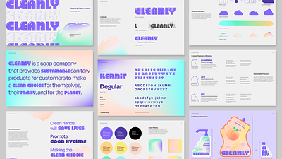 CLEANLY Brand Identity brand brand design brand guide brand identity branding clean color palette design font gradient graphic design guidelines logo logo design product soap type typography vector wash your hands