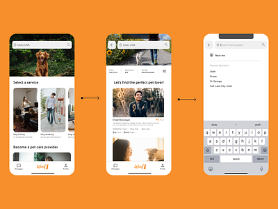 Woof! The App for Dog Care Services app branding design graphic design minimal ui ux