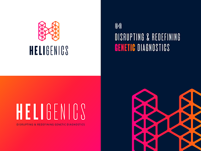 Heligenics | Branding biotech brand branding cutting edge design discovery disrupt disrupting edgy genetic genetics geometric heligenics industry modern neon science scientific trailblazer vector