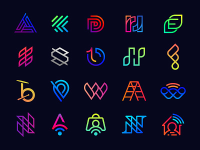 Logo Collection, Logo Folio, Dribbble Banner. app logo banner brand design brand logo branding brandmark colorful creative graphic design icon identity isometric letter logo lettermark logo logo design logo mark logotype simple visual