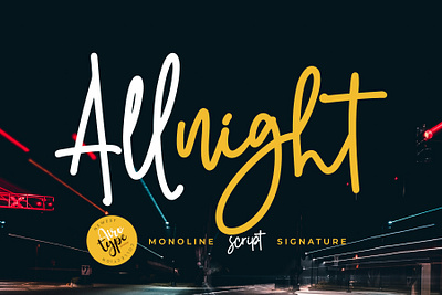 Allnight - Modern Handwritten Font cute font design font fonts graphic design handwriting handwritten font illustration lettering script script font typeface typography