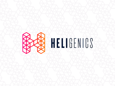Heligenics | Pattern & Logo Design biotech bold brand branding building blocks cutting edge discovery dna edgy genetic genetics gradient heligenics hexagon logo logo design neon pattern science scientific