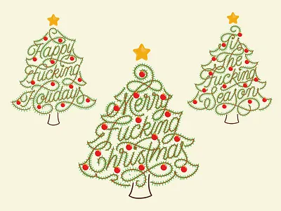 Christmas Tree Lettering - Greetings Cards brand identity christmas christmas tree custom type design editorial illustration goodtype greetings card hand lettering handlettering holidays illustration lettering lettering logo logo designer logotype script script logo spot illustration xmas
