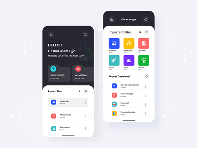 File Manager App app design app ui cloud app file mana files folder management app minimal overview platform prouct sto