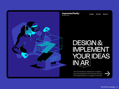 Augmented reality design ar design futuristic illustration isometric landing page virtual vr web