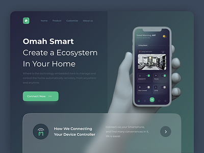 Omah Smart Web 3d agency animation app branding clean design designer device green illustration iphone logo technology ui uiux ux web webdesign website