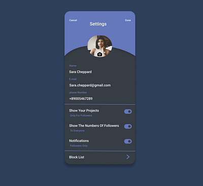 Settings Profile app design illustration ui ux