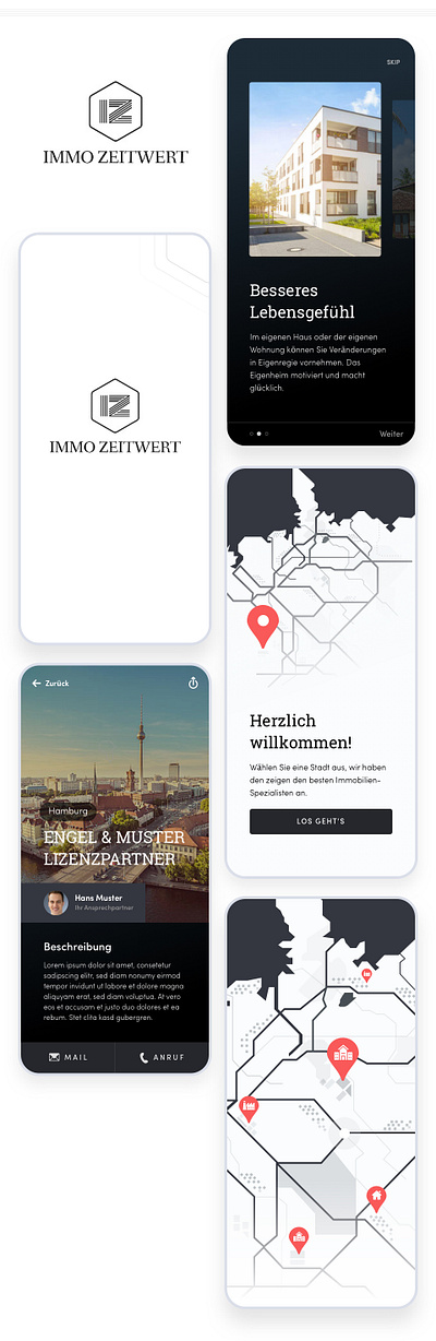 Immo Zeitwert Mobile App, UI/UX design graphic design ui