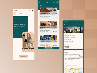 Soiree event planner app app design ui ux