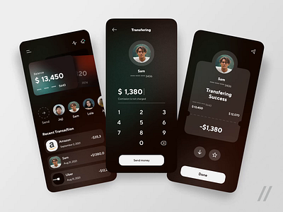 Banking App animation app balance banking banking app dark theme design finance finance app fintech mobile money transfer mvp online purrweb startup transaction ui ux wallet